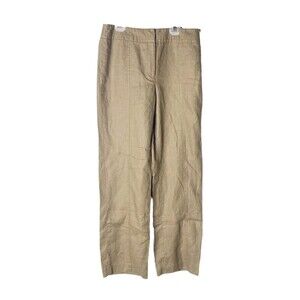 Rafael Womans Brown Linen Pants Sz 6 Casual Beach Comfort Straight